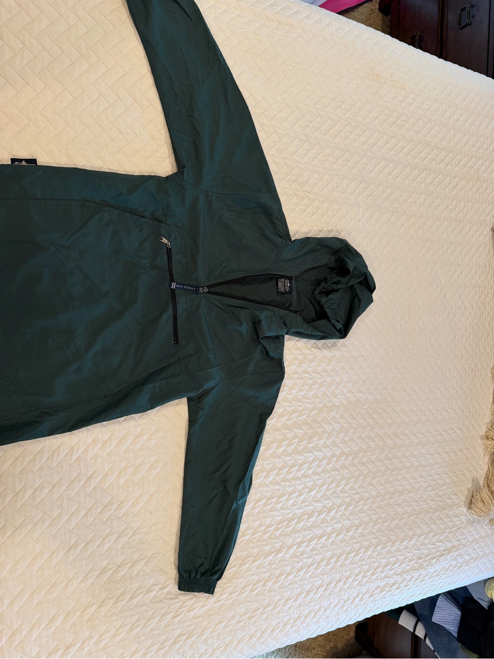Charles River Apparel Forest Green Kids Raincoat with Hood